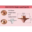 RAYTOOLS D32 H15 M14 LASER CUTTING NOZZLES