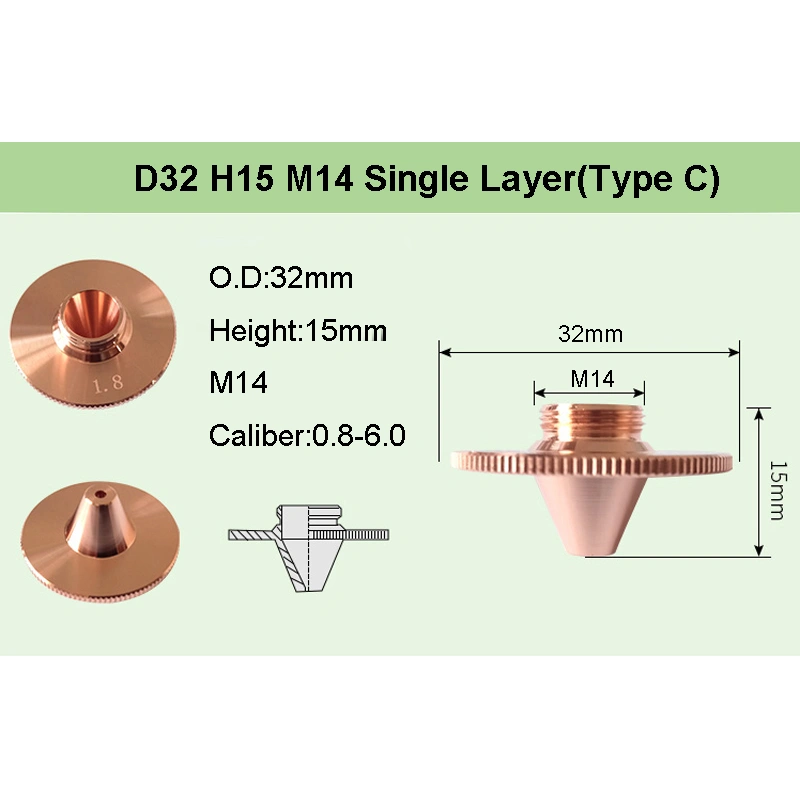 RAYTOOLS D32 H15 M14 LASER CUTTING NOZZLES