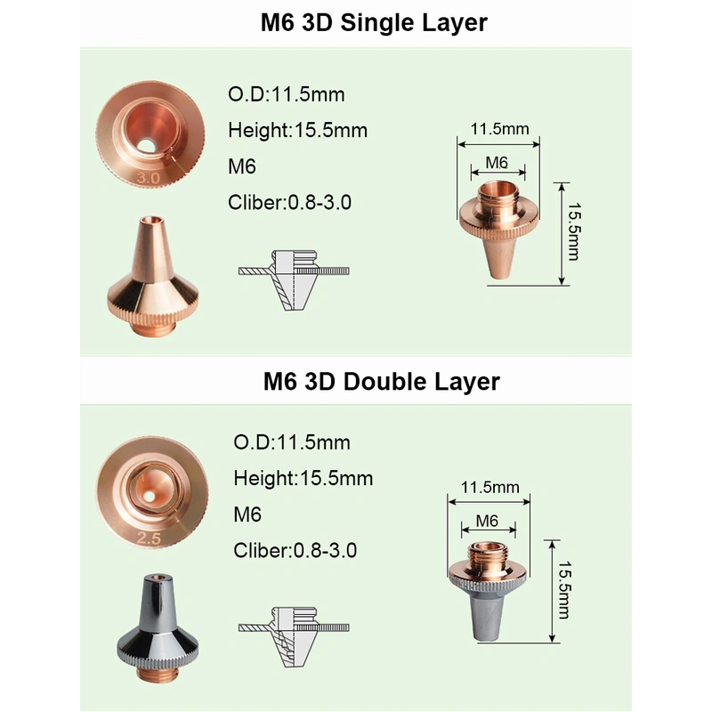 RAYTOOLS 3D M8/M6 TYPE LASER CUTTING NOZZLES
