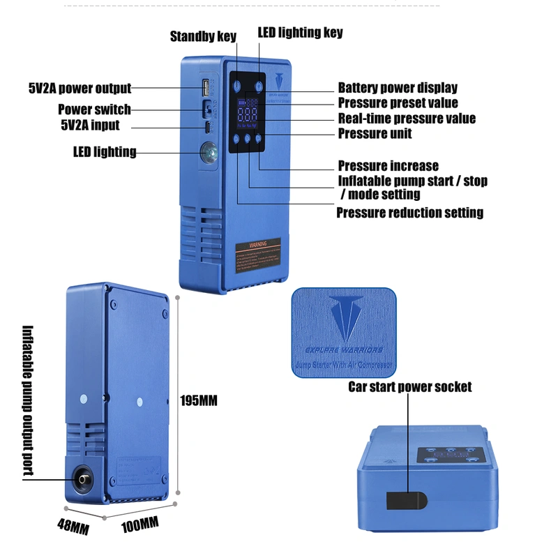  Portable multi-function wireless air compressor