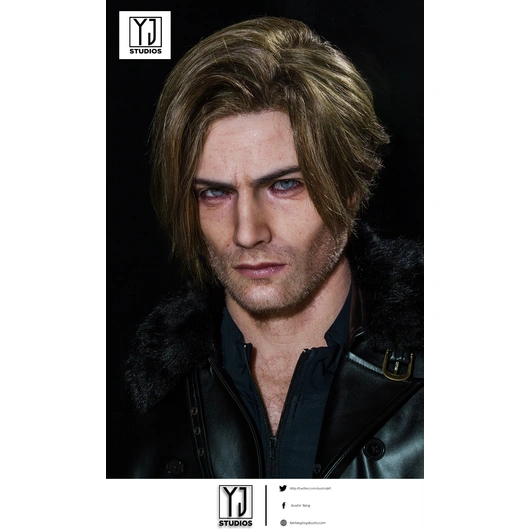 Buste de Leon Scott Kennedy à l'échelle 1:1, produit par Resident Evil 9 Requiem de YJ Studios
