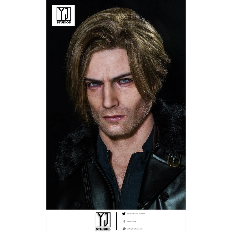Buste de Leon Scott Kennedy à l'échelle 1:1, produit par Resident Evil 9 Requiem de YJ Studios