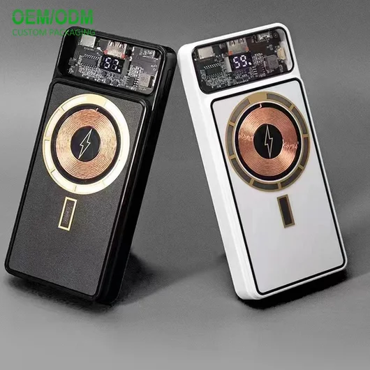Transparent Cover 10000Mah Magnetic Powerbank Led Screen Fast Product Development