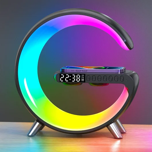 Wireless Charger Ambient Light Wireless BLE Speaker Music Rhythm Clock Alarm Clock Button and APP Control charger