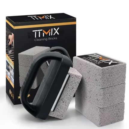 Ecocox Heavy Duty Grill Cleaner, Grill Cleaning Bricks with Handle, Pumice Griddle Cleaning Stone Removing Stains for BBQ, Swimming Pool, Sink (4 Pack)