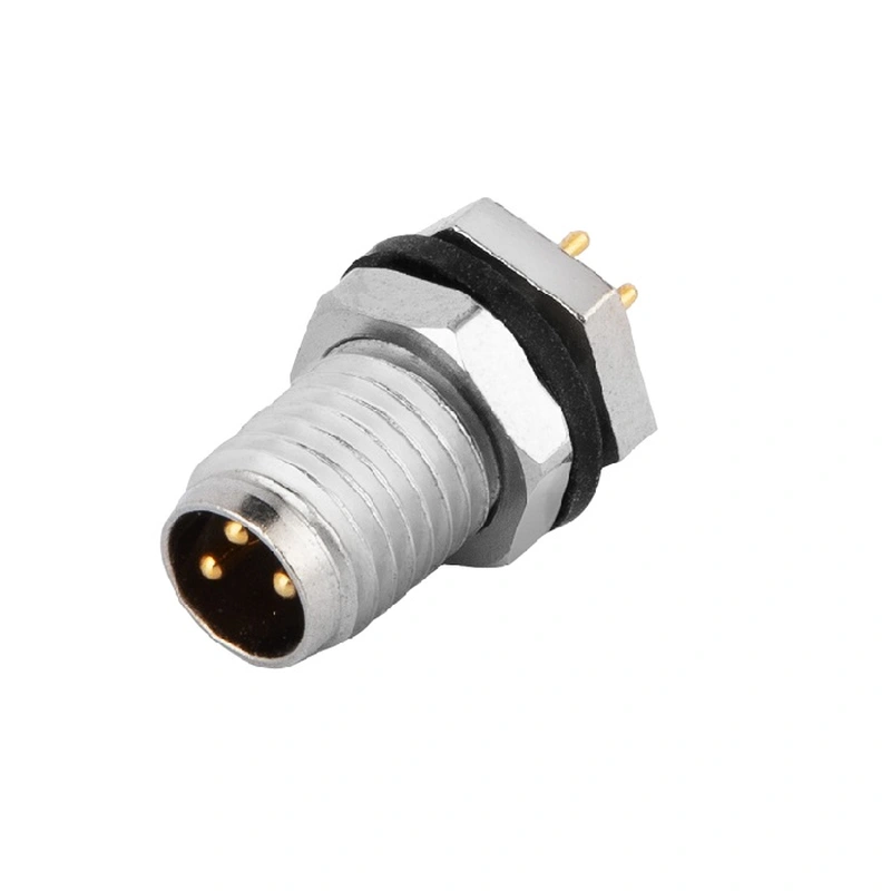 M8 3pole, 4pole male panel mount receptacle, screw locking type