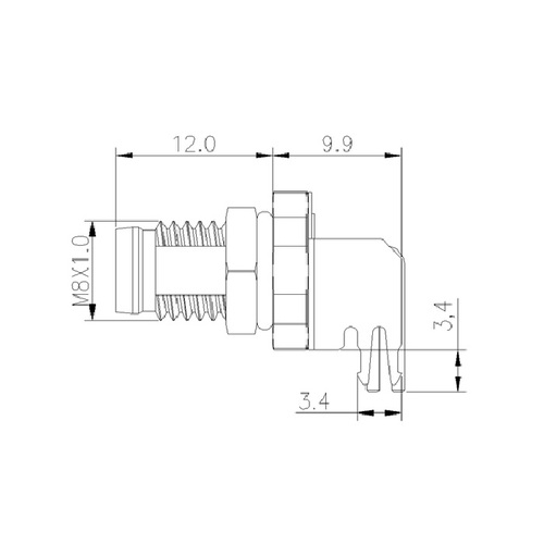 m8 6pin, 8pin abgeschirmter abgewinkelter 
