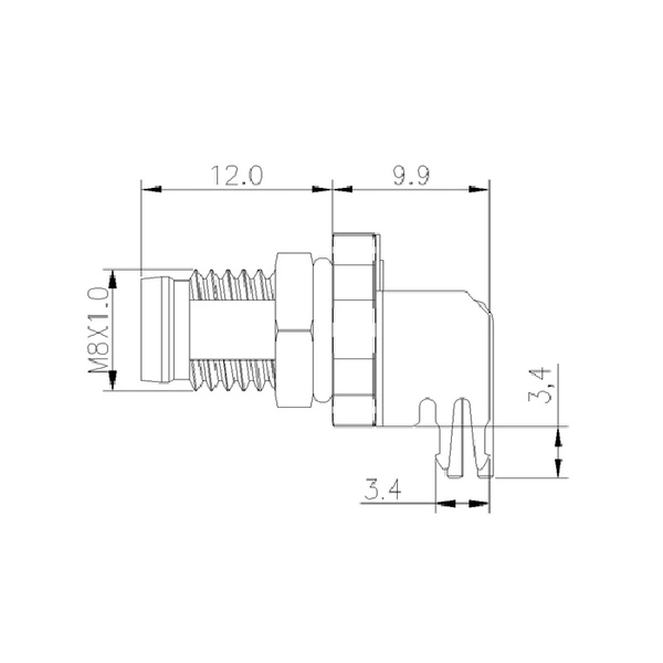 M8 b coded 5pin angled shielding PCB receptacles