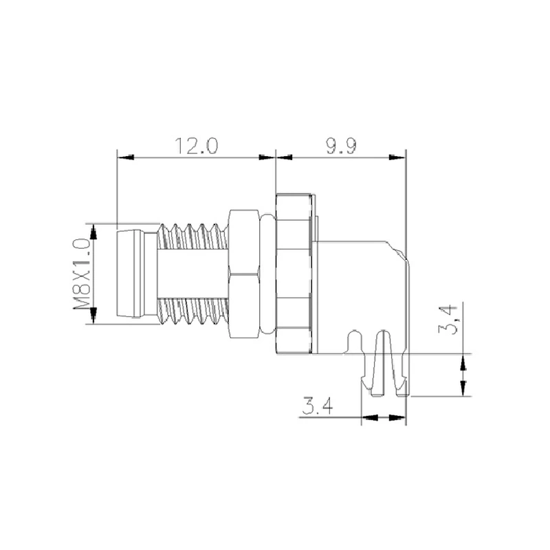 M8 b coded 5pin angled shielding PCB receptacles