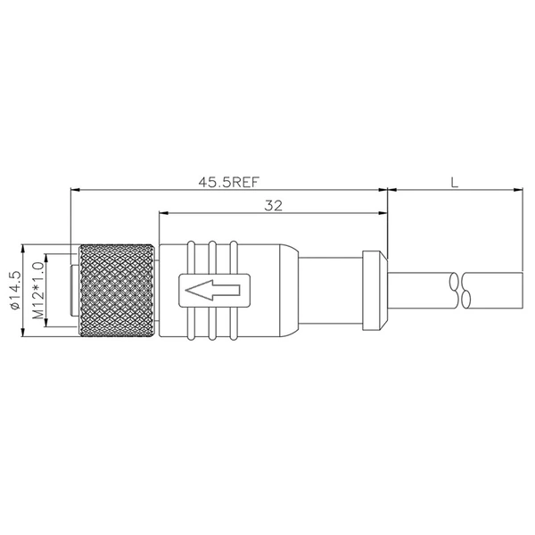 M12 female pre-molded connector IP67 protection level