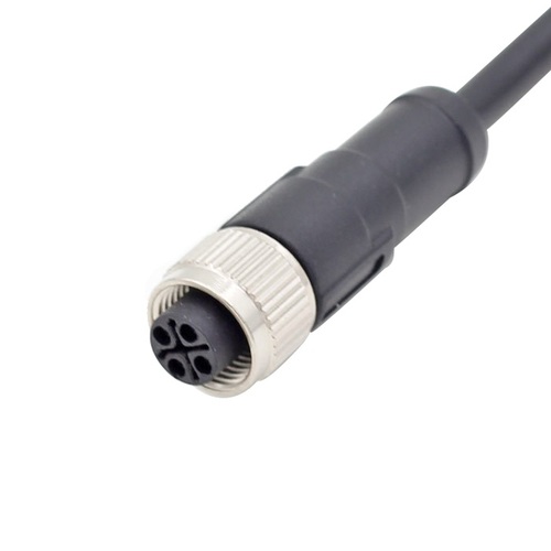M12 s coded female power connector and cable