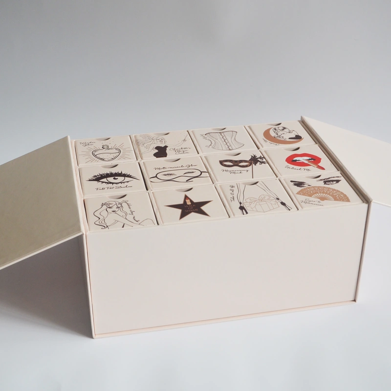 Passen Sie eine Weihnachtsglücksbox, eine Geschenkbox mit 12 Schubladen an