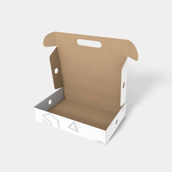 personalizar una caja plegable de papel corrugado con asa