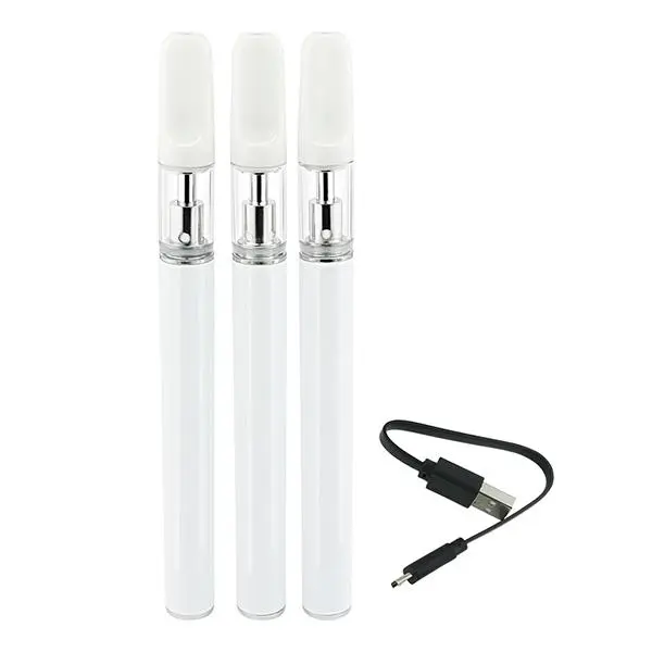  disposable e cigarette CBD pen 510 oil cartridge .5ml and 1 ml rechargeable thick oil vape pen with a USB charging port