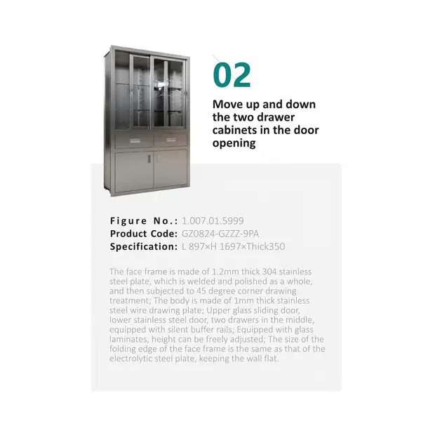 Move up and downthe two drawercabinets in the door opening