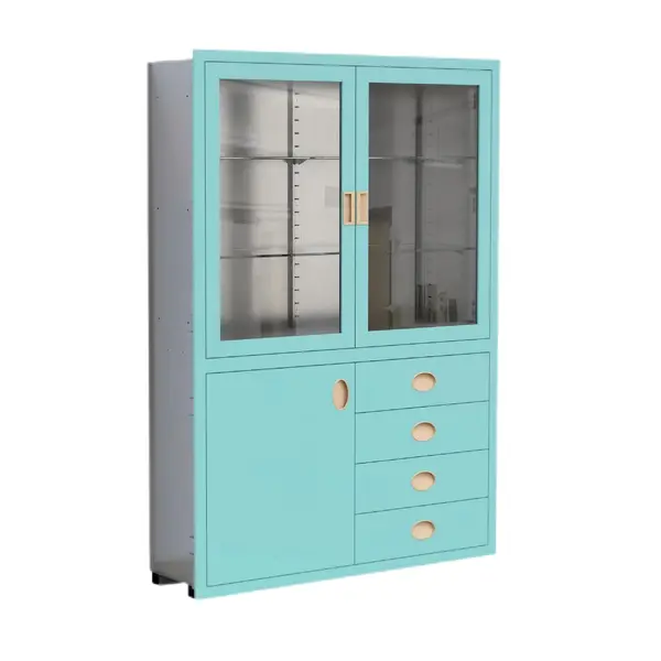Four drawer cabinet with upperand lower doors