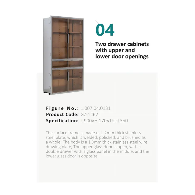 Two drawer cabinetswith upper andlower door openings