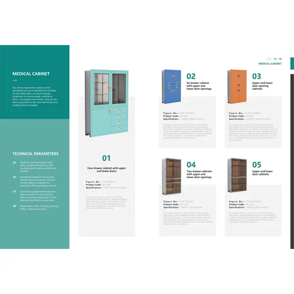 Two drawer cabinetswith upper andlower door openings