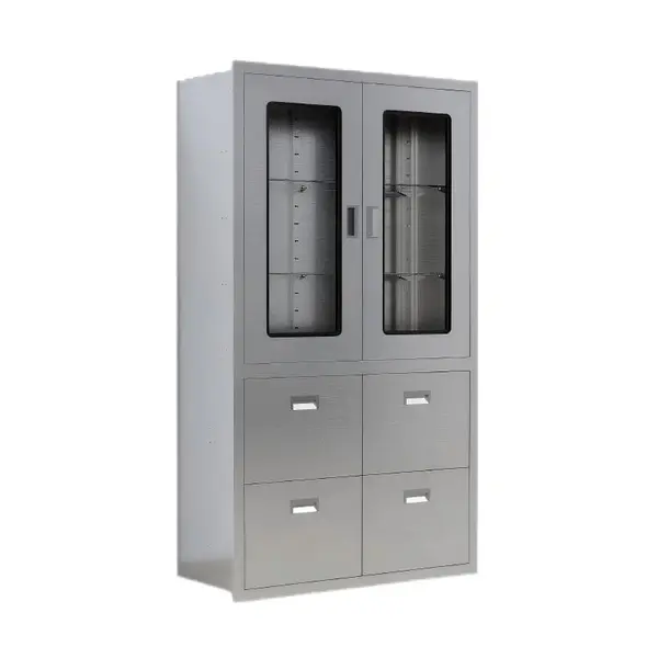 Four drawer cabinetwith upper door andlower door