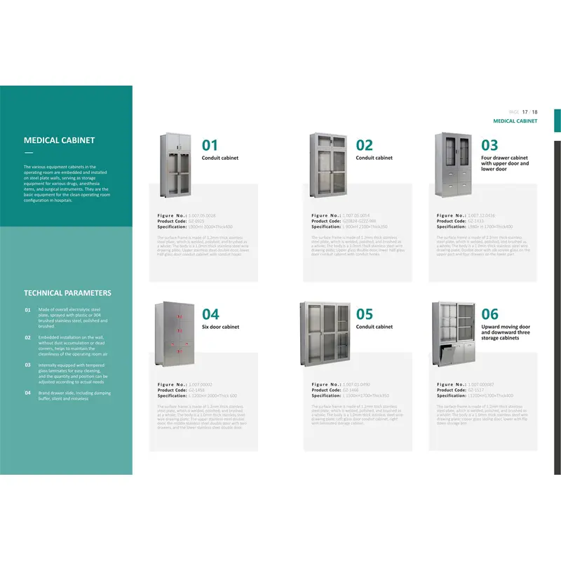 Four drawer cabinetwith upper door andlower door