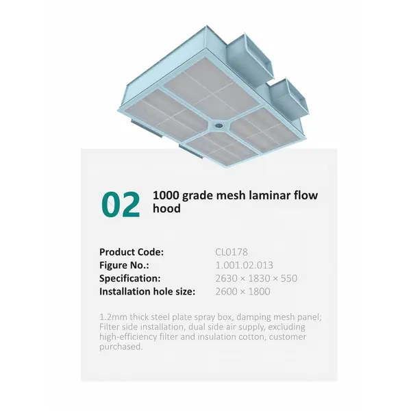 1000 grade mesh laminar flow hood