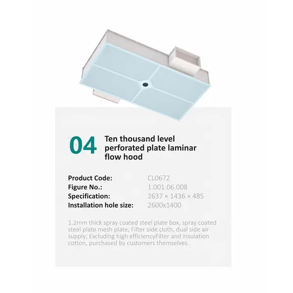 Ten thousand level perforated plate laminar flow hood