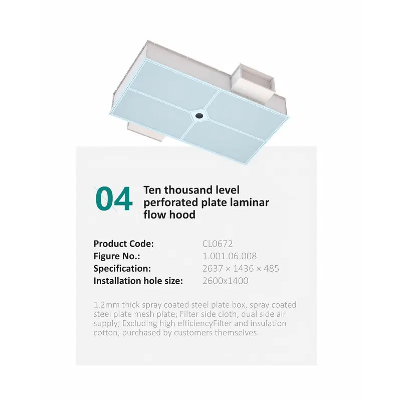 Ten thousand level perforated plate laminar flow hood