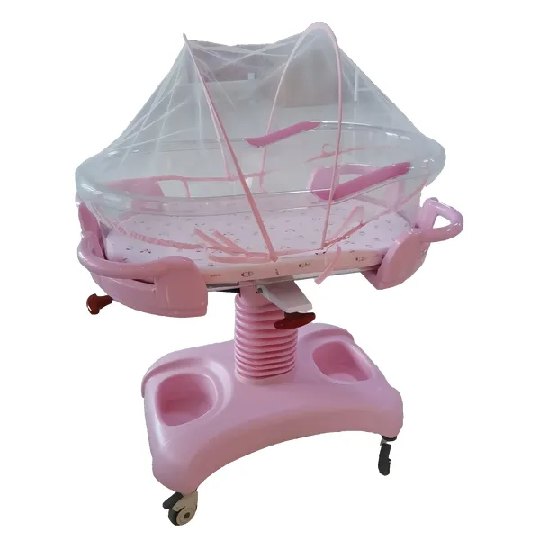 Luxury Gas Spring Lift Baby Bed Frame, Transparent Baby Basin Mattress, Easy to Move Casters, Noiseless, Can Tilt