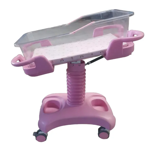 Luxury Gas Spring Lift Baby Bed Frame, Transparent Baby Basin Mattress, Easy to Move Casters, Noiseless, Can Tilt