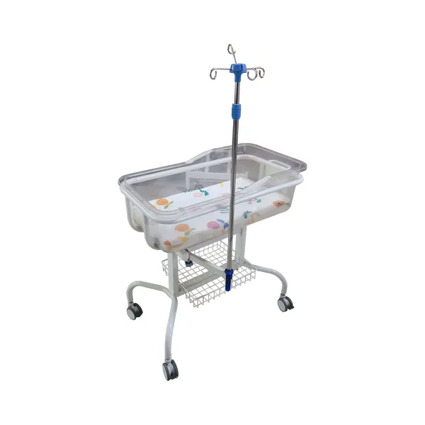 Luxury Gas Spring Lift Baby Bed Frame, Transparent Baby Basin Mattress, Easy to Move Casters, Noiseless, Can Tilt