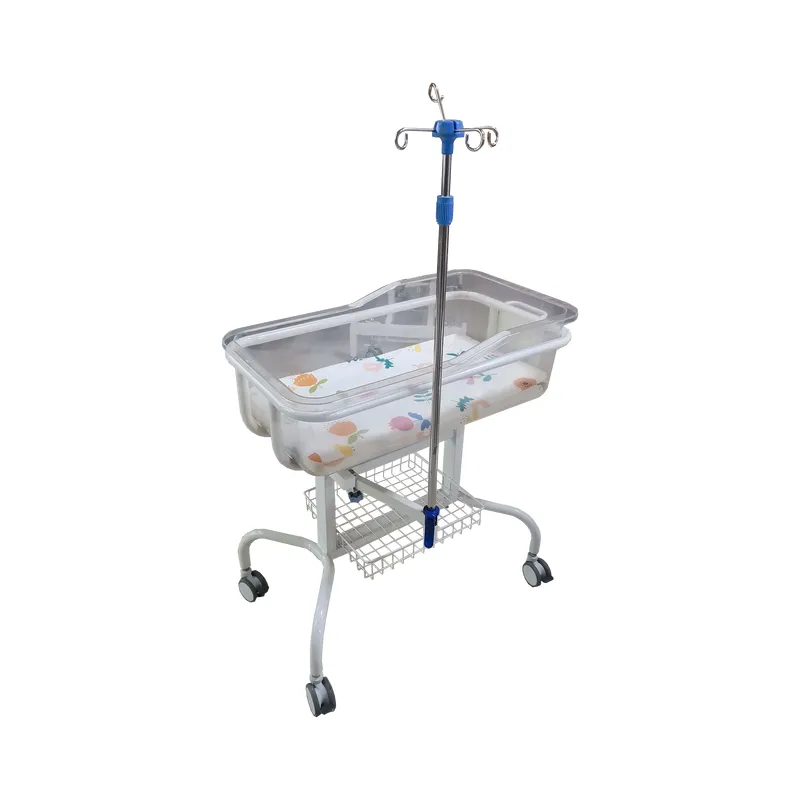 Luxury Gas Spring Lift Baby Bed Frame, Transparent Baby Basin Mattress, Easy to Move Casters, Noiseless, Can Tilt