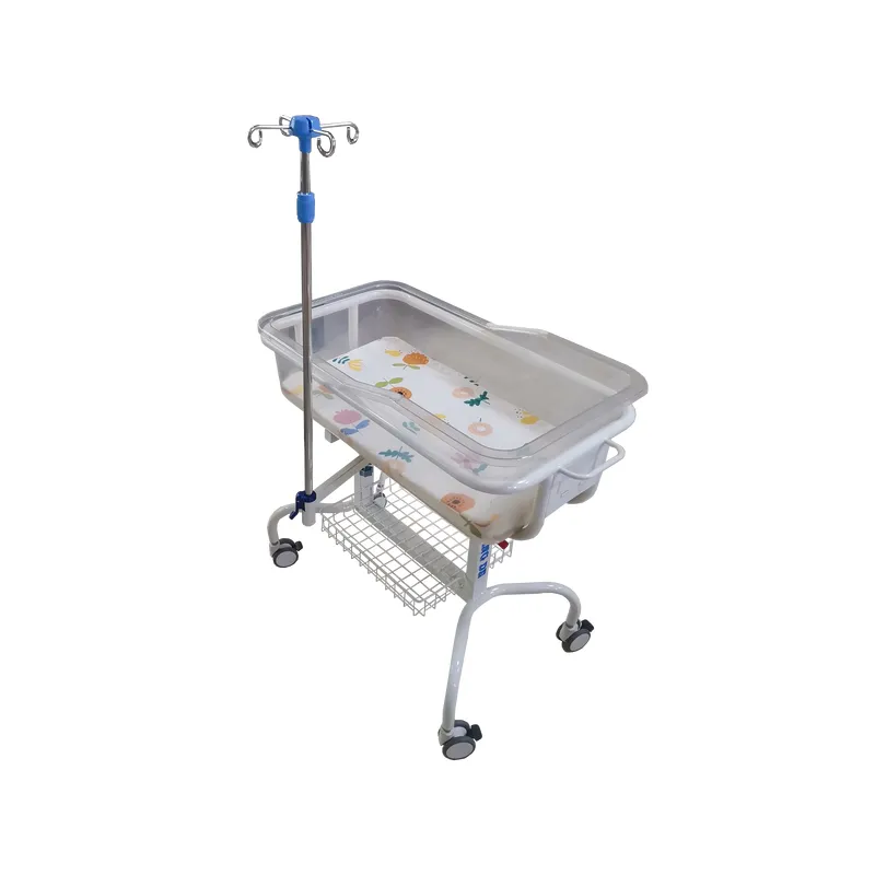 Luxury Gas Spring Lift Baby Bed Frame, Transparent Baby Basin Mattress, Easy to Move Casters, Noiseless, Can Tilt