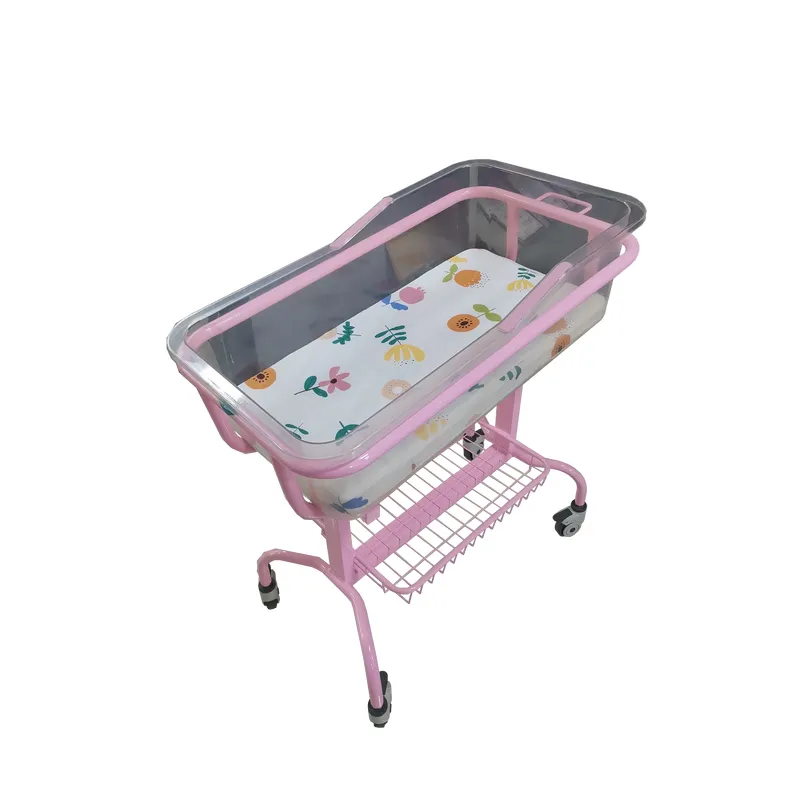 Luxury Gas Spring Lift Baby Bed Frame, Transparent Baby Basin Mattress, Easy to Move Casters, Noiseless, Can Tilt