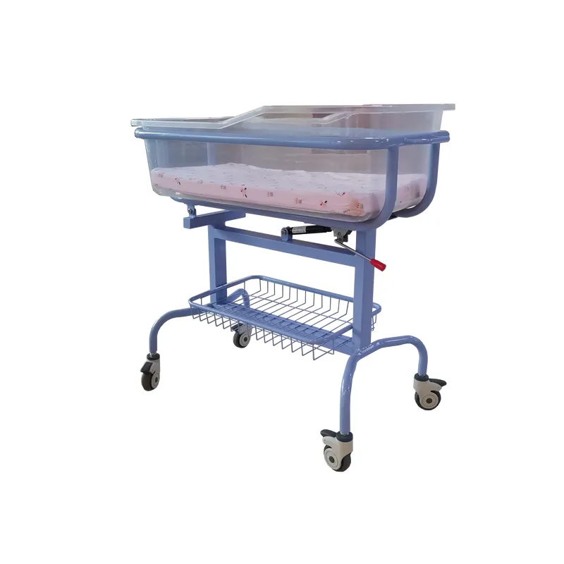 Luxury Gas Spring Lift Baby Bed Frame, Transparent Baby Basin Mattress, Easy to Move Casters, Noiseless, Can Tilt