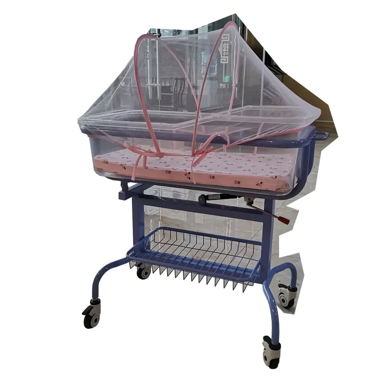 Luxury Gas Spring Lift Baby Bed Frame, Transparent Baby Basin Mattress, Easy to Move Casters, Noiseless, Can Tilt