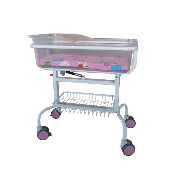 Luxury Gas Spring Lift Baby Bed Frame, Transparent Baby Basin Mattress, Easy to Move Casters, Noiseless, Can Tilt