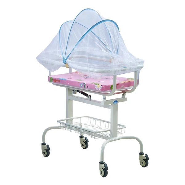 Luxury Gas Spring Lift Baby Bed Frame, Transparent Baby Basin Mattress, Easy to Move Casters, Noiseless, Can Tilt
