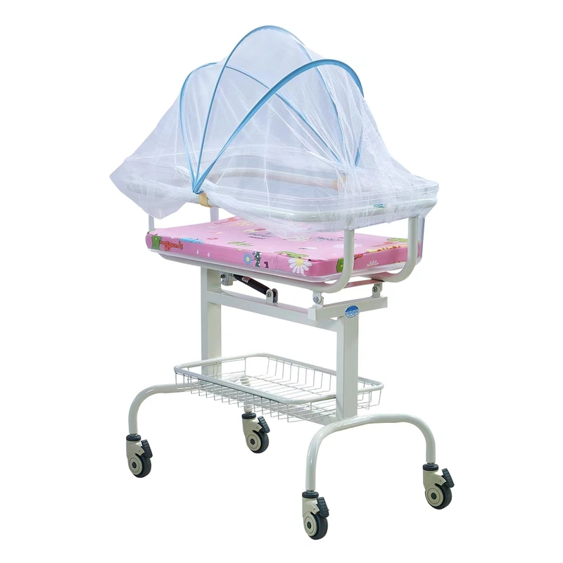 Luxury Gas Spring Lift Baby Bed Frame, Transparent Baby Basin Mattress, Easy to Move Casters, Noiseless, Can Tilt