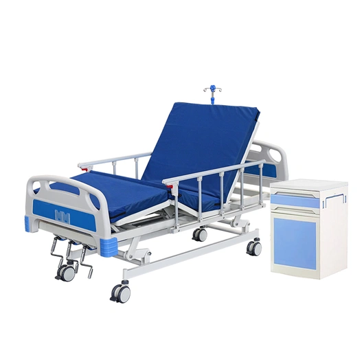 Functional bed FY-M03F with mattress and bedside cabinet