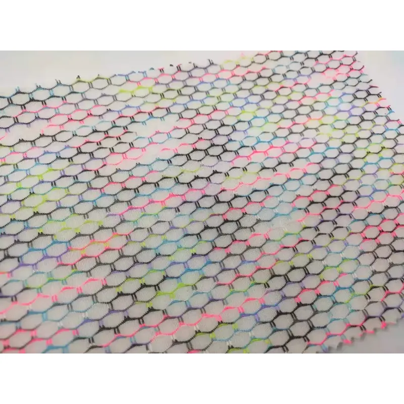 Knitted elastic Honeycomb sports mesh stretching material two-color pointelle fabric