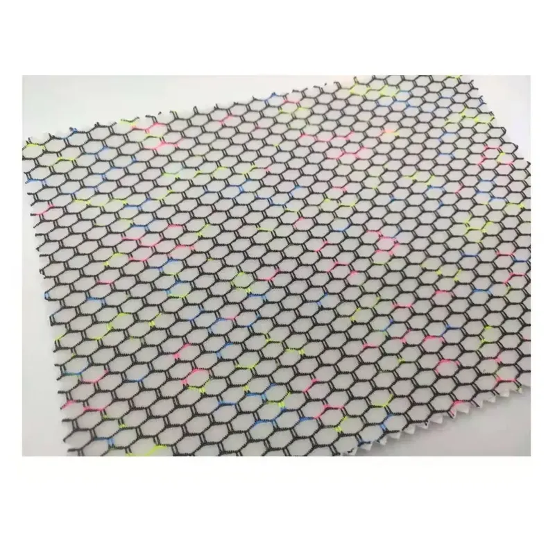 Knitted elastic Honeycomb sports mesh stretching material two-color pointelle fabric