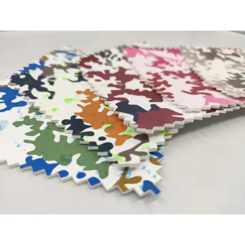 Waterproof custom leather geometric pattern leather shines under light luminous fabric footwear material