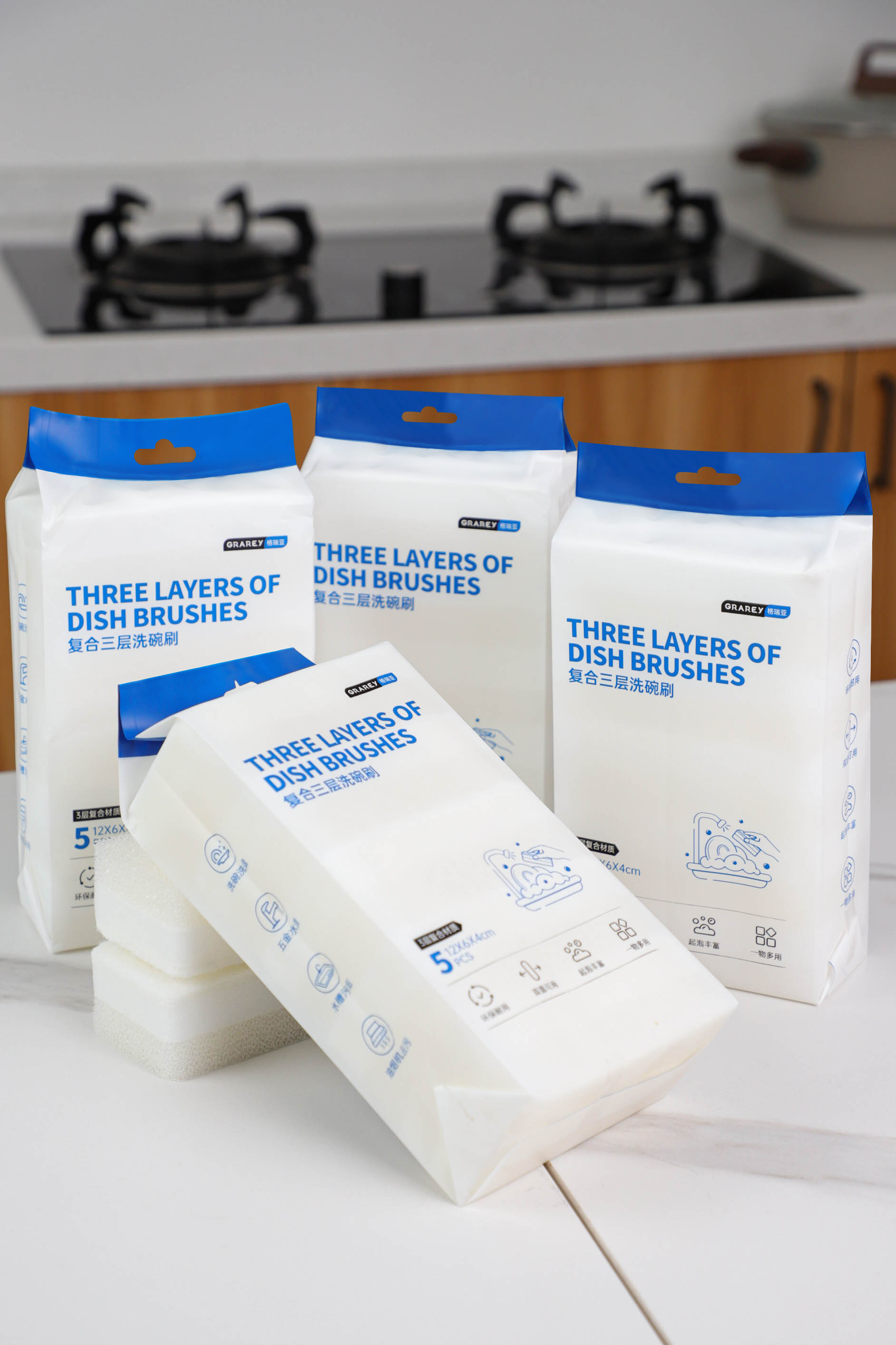 Three Layers Of Dish Brushes 