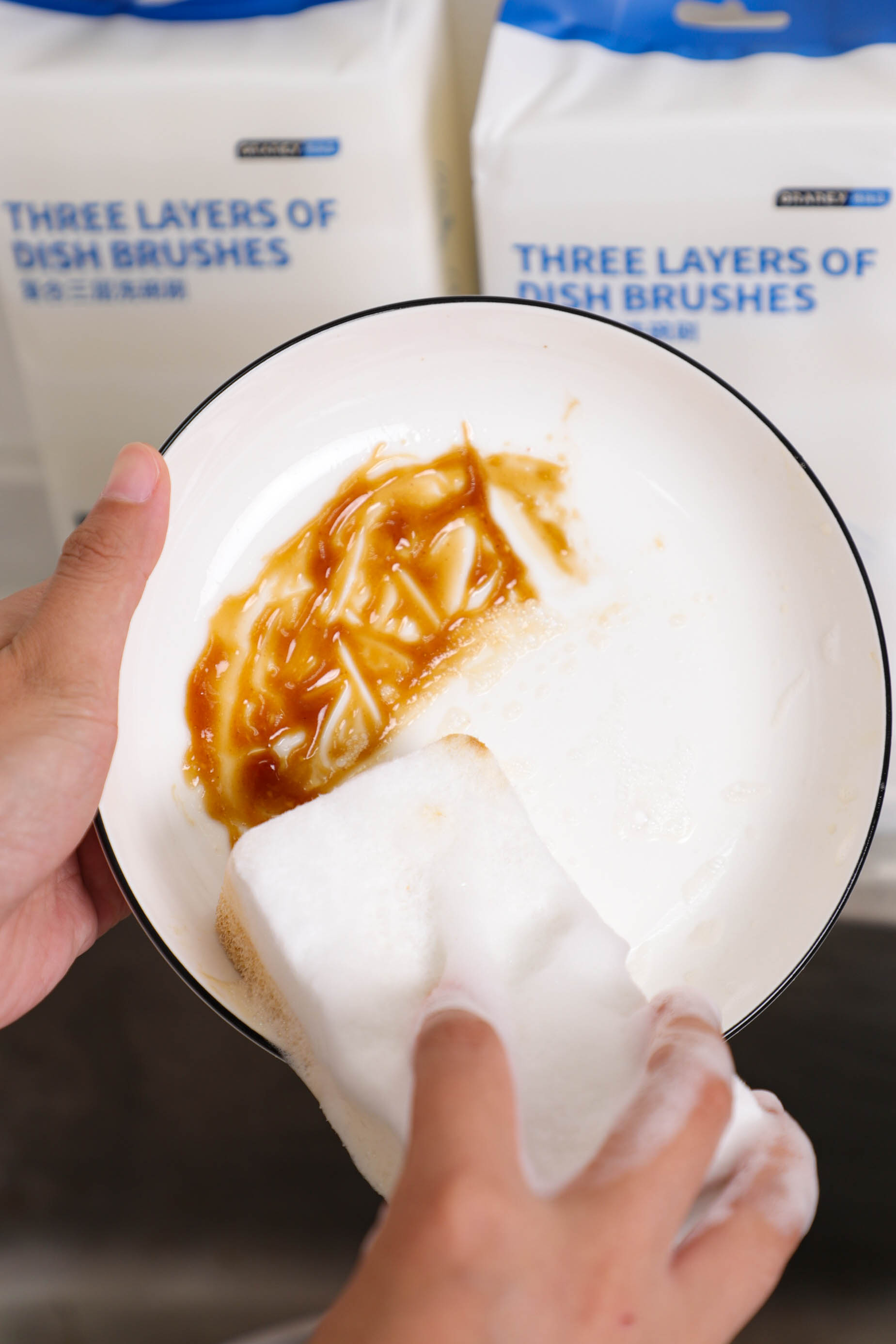 Three Layers Of Dish Brushes 