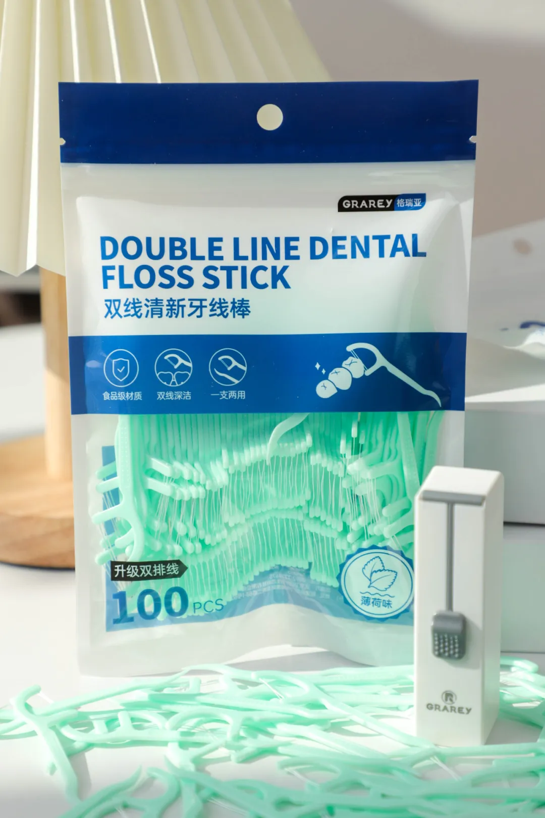 Double Line Dental Floss Stick   