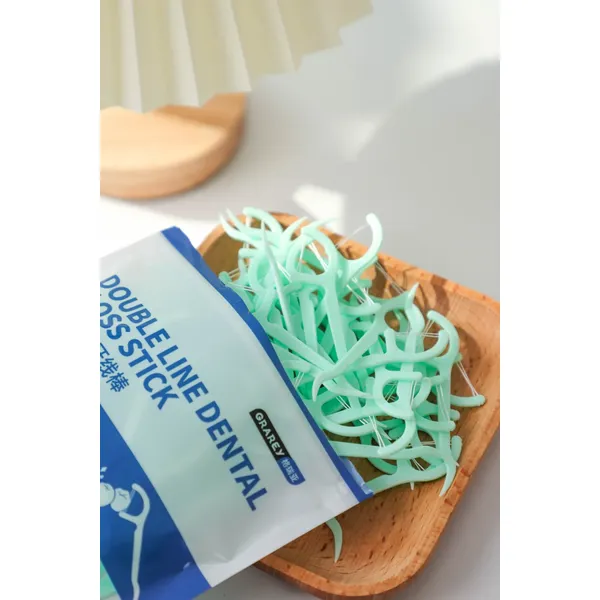 Double Line Dental Floss Stick   