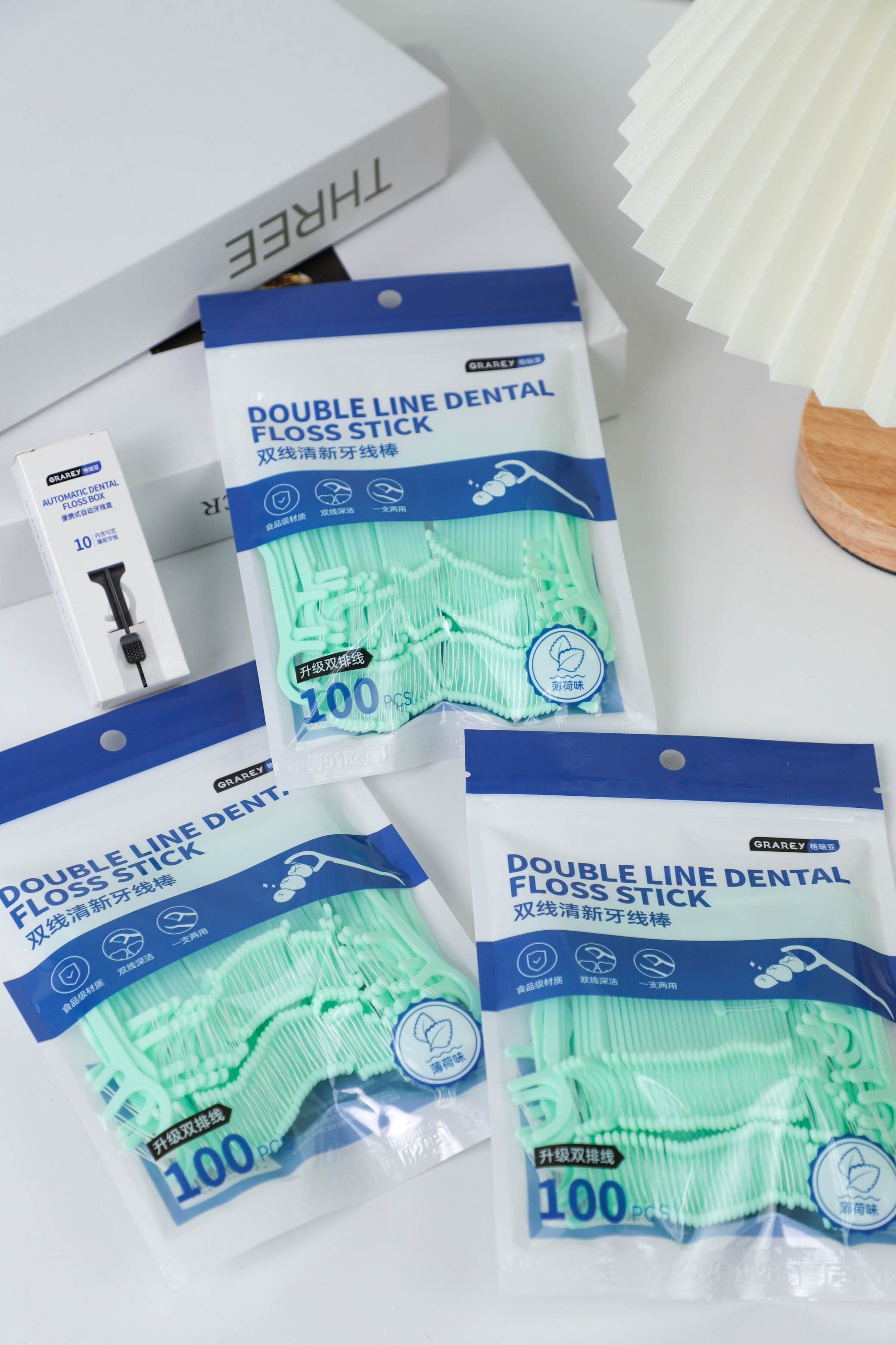 Double Line Dental Floss Stick   