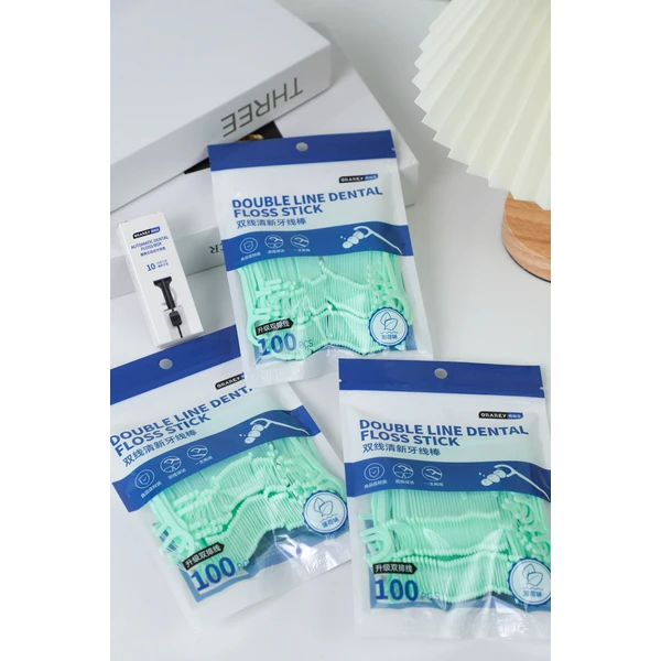 Double Line Dental Floss Stick   