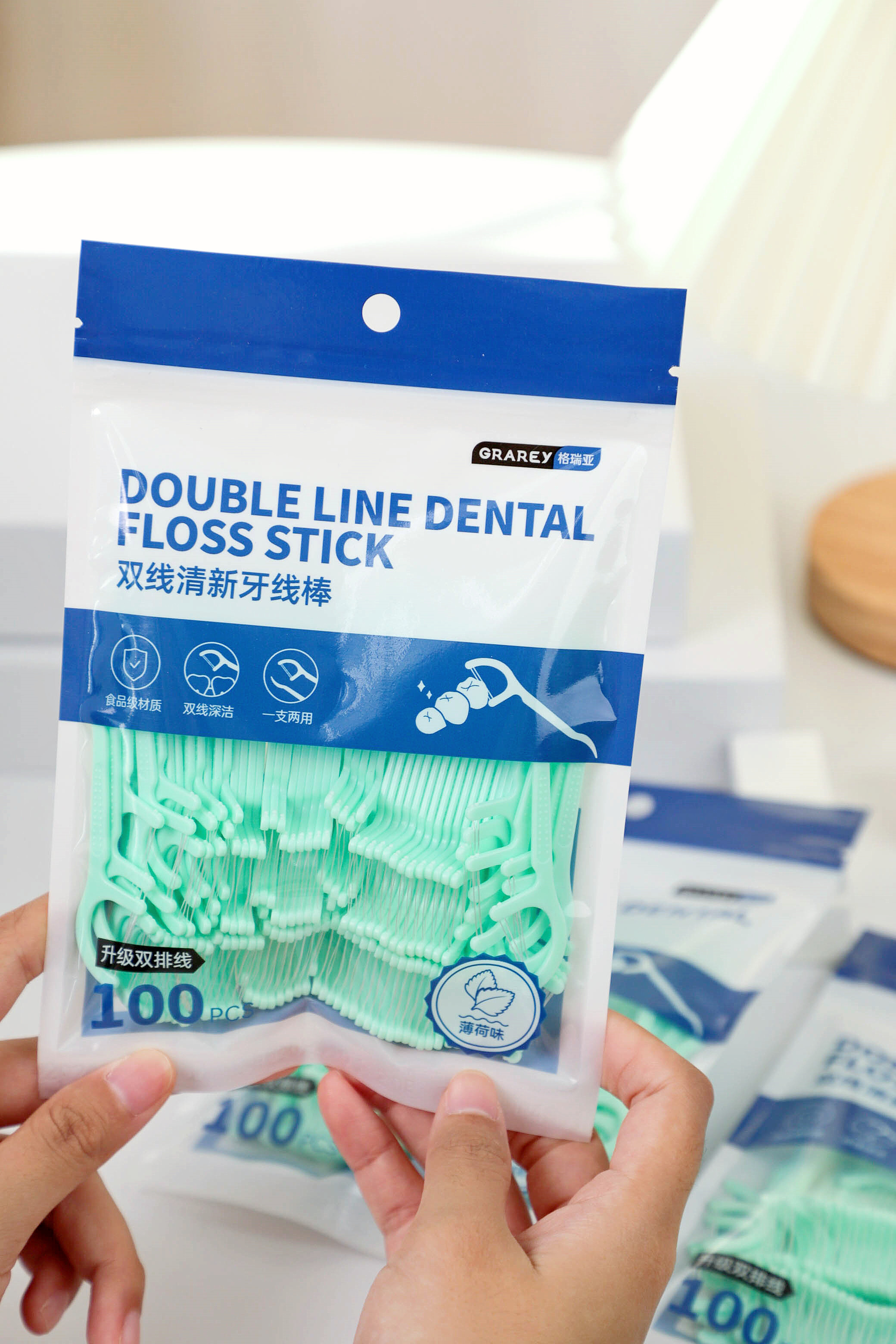 Double Line Dental Floss Stick   
