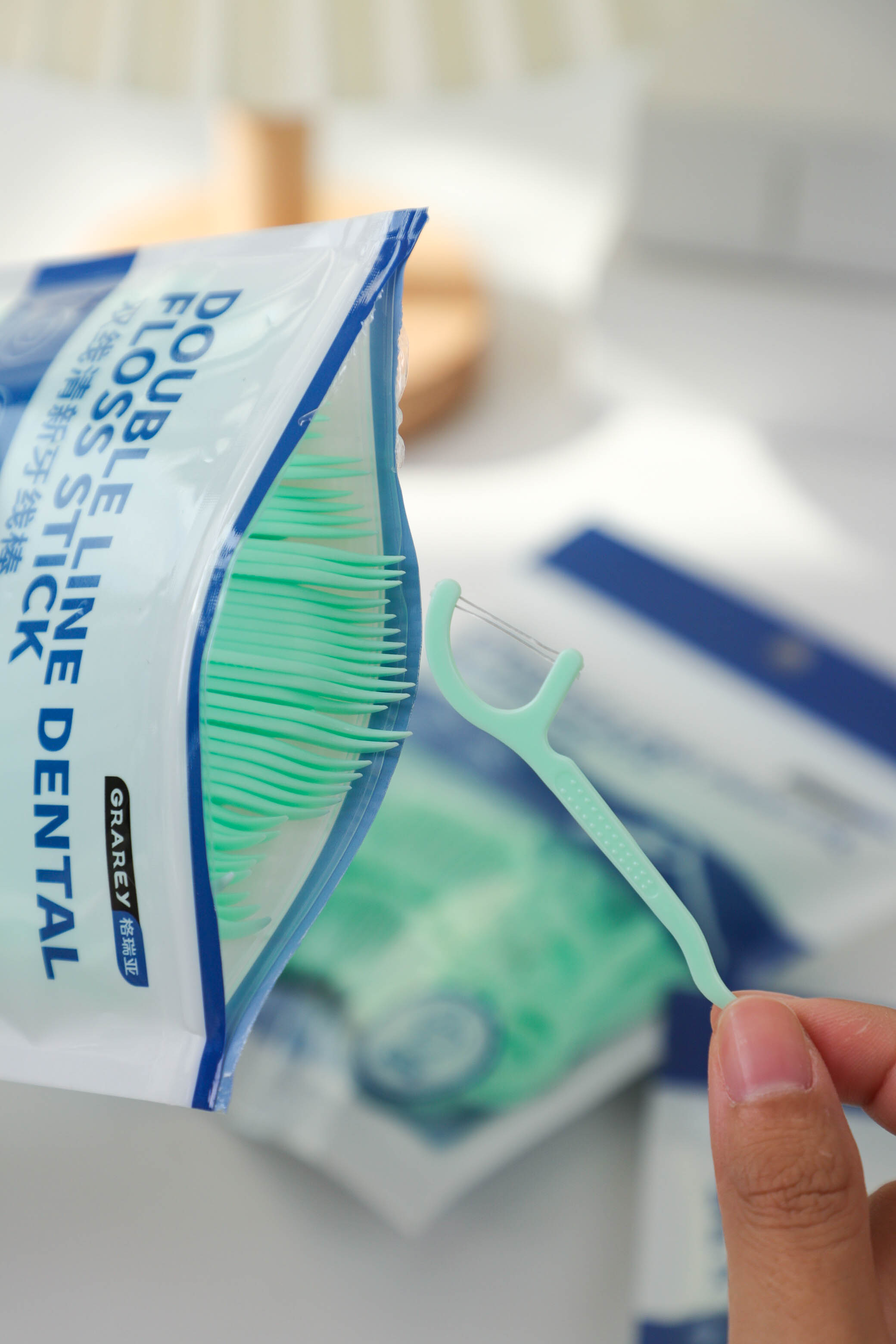 Double Line Dental Floss Stick   